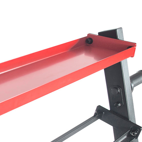 KETTLEBELL STORAGE | Ensure that you will never accidentally kick a kettlebell anymore. The top mounted kettlebell rack has a max weight limit of 170 LB.