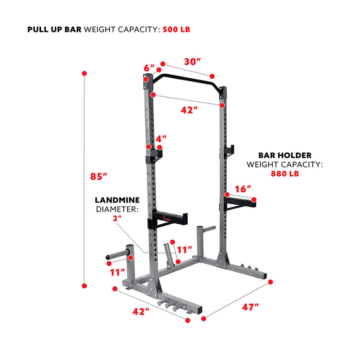 Power Squat Rack w/ Attachments & High Weight Capacity, Olympic Weight Plate Storage, & Swivel Landmine