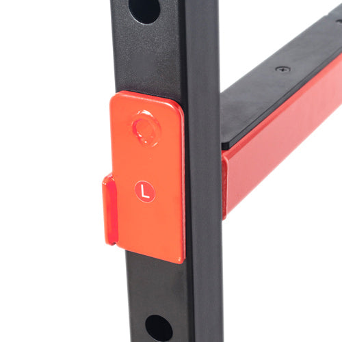 SPOTTER BARS | You will always have a spotter in the Power Zone Power Cage with safety lock latches for ease of mind and safety assurance when squatting with heavier weights.