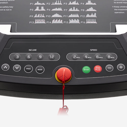 CONVENIENT 1-TOUCH BUTTONS | Quick access buttons to 4 auto inclines (3, 6, 9, 12) and 4 speed buttons (2mph, 4mph, 6mph, and 8mph).