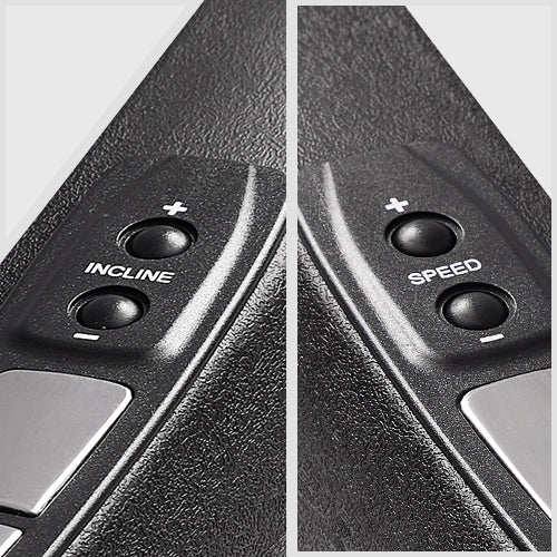 HANDRAIL INCLINE & SPEED BUTTONS | Streamline your workout experience by easily adjusting speed and incline with quick access buttons.