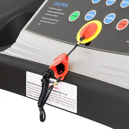 EMERGENCY STOP CLIP | Experience a realistic outdoor running feeling while an emergency stop clip will bring treadmill to an immediate stop.