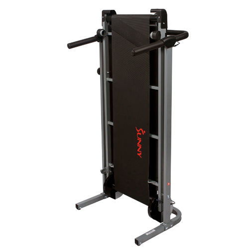 FOLDABLE DESIGN | Folds for easy storage with transportation wheels. The small treadmill can be easily folded and rolled away into a closet or from room to room. Folded Dimensions: 20L X 23W X 50H in.