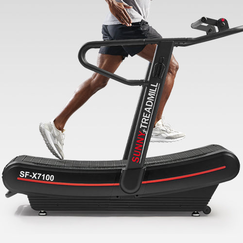 Low-Impact Treadmill | The cruved running pad reduces impact by catching the runner at the top of the stride for a more gentle footfall.
