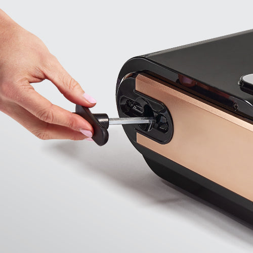 FOLD & LOCK | Use the folding tool that’s located on the base of the treadmill to fold the treadmill flat (measuring 64L x 30.5W x 5.25H in when folded flat) and lock the frame in place.