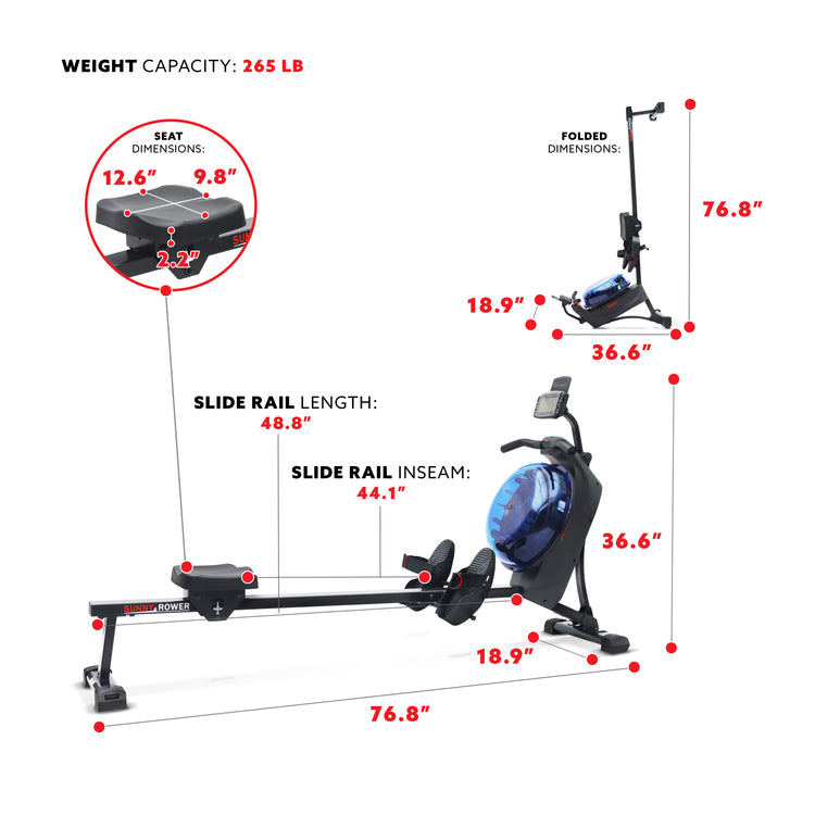 Hydro + Dual Resistance Smart Magnetic Water Rowing Machine