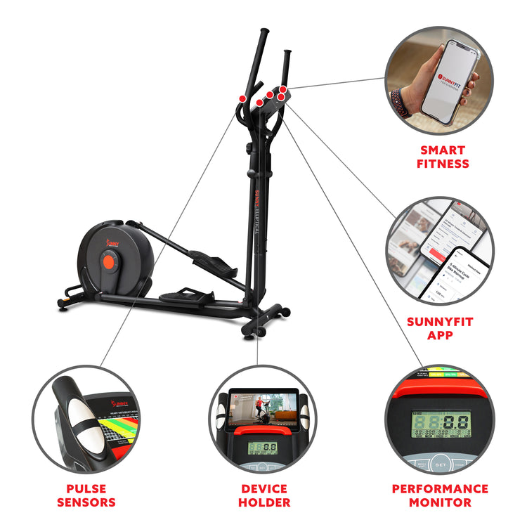 Power Stride Smart Magnetic Elliptical Machine with 18" Stride Length