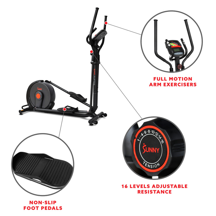 Power Stride Smart Magnetic Elliptical Machine with 18" Stride Length