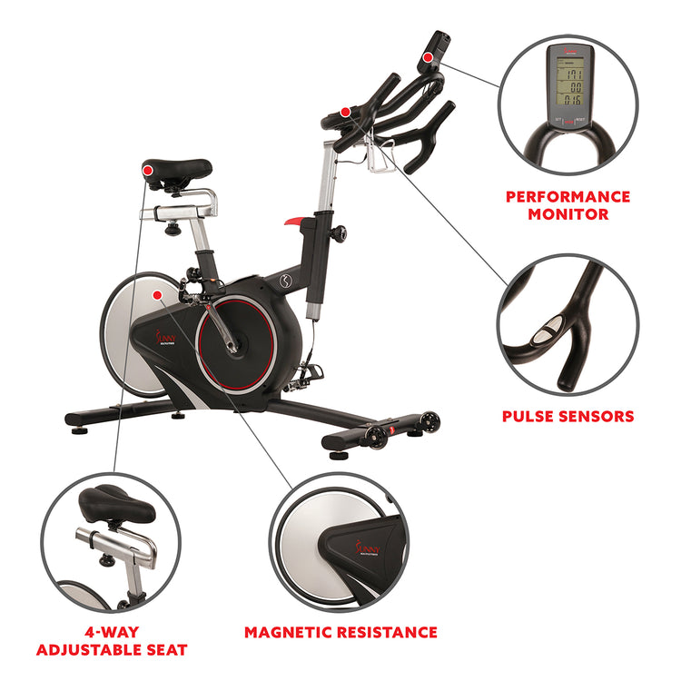 Magnetic Rear Belt Drive Stationary Bike with Cadence Sensor, High Weight Indoor Cycling