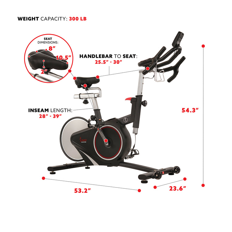 Magnetic Rear Belt Drive Stationary Bike with Cadence Sensor, High Weight Indoor Cycling