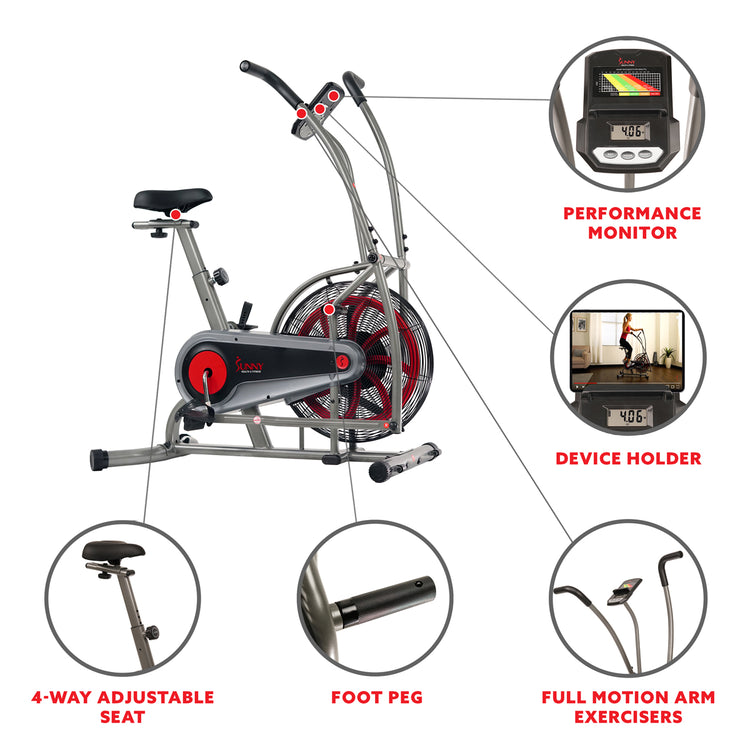 Motion Air Bike, Fan Exercise Bike with Unlimited Air Resistance and Device Holder
