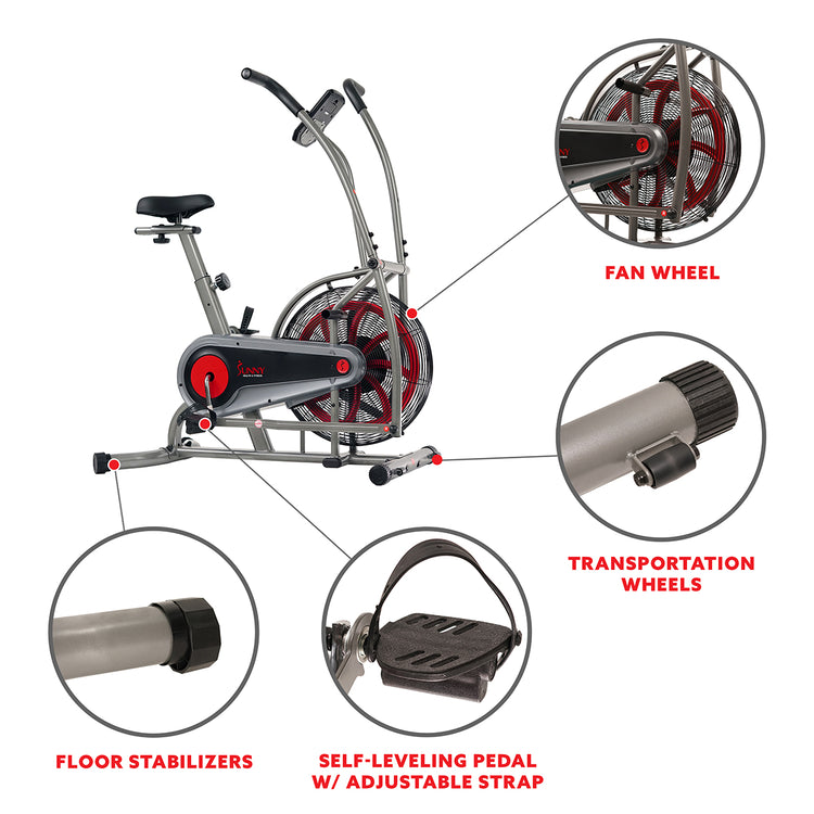 Motion Air Bike, Fan Exercise Bike with Unlimited Air Resistance and Device Holder
