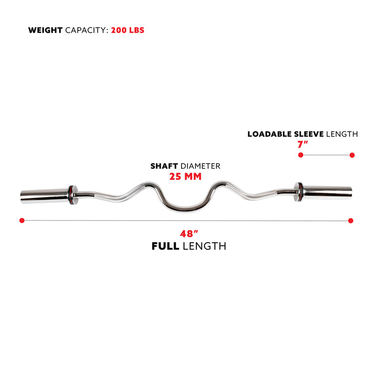 48" Olympic Super Curl Bar w/ Ring Collars