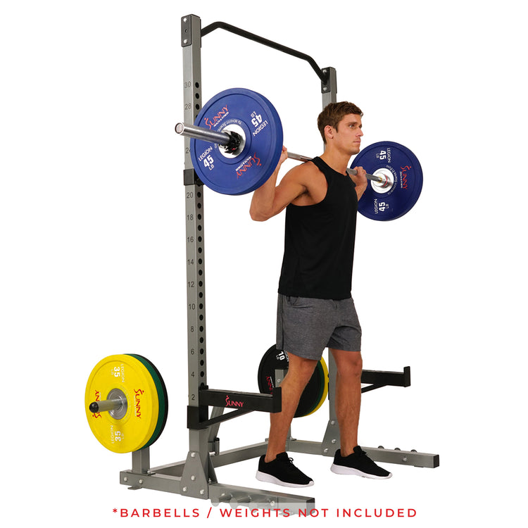 Power Squat Rack w/ Attachments & High Weight Capacity, Olympic Weight Plate Storage, & Swivel Landmine