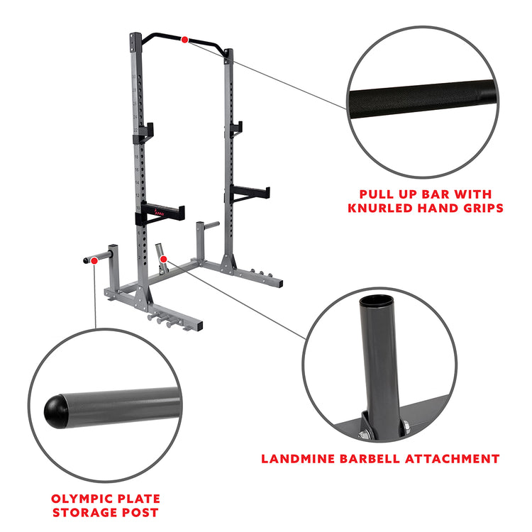 Power Squat Rack w/ Attachments & High Weight Capacity, Olympic Weight Plate Storage, & Swivel Landmine