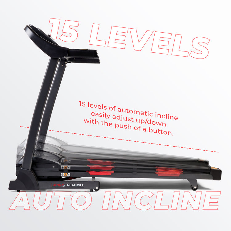 Premium Folding Auto-Incline Smart Treadmill with Exclusive SunnyFit® App Enhanced Bluetooth Connectivity